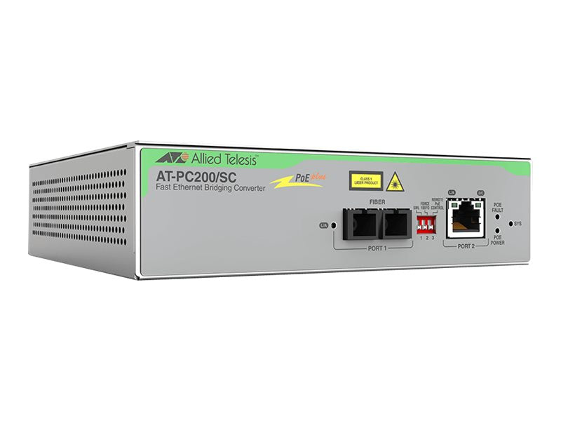 ALLIED TAA Federal 10/100TX to 100FX/SC POE+ Media & Rate Converter Universal PSU
