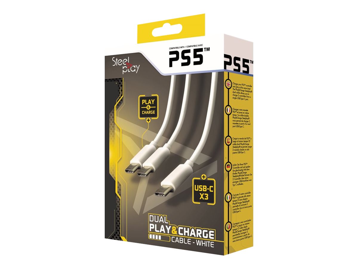 LEXIP X STEELPLAY Cable Dual Play & Charge Pour Manettes Blanc PS5
