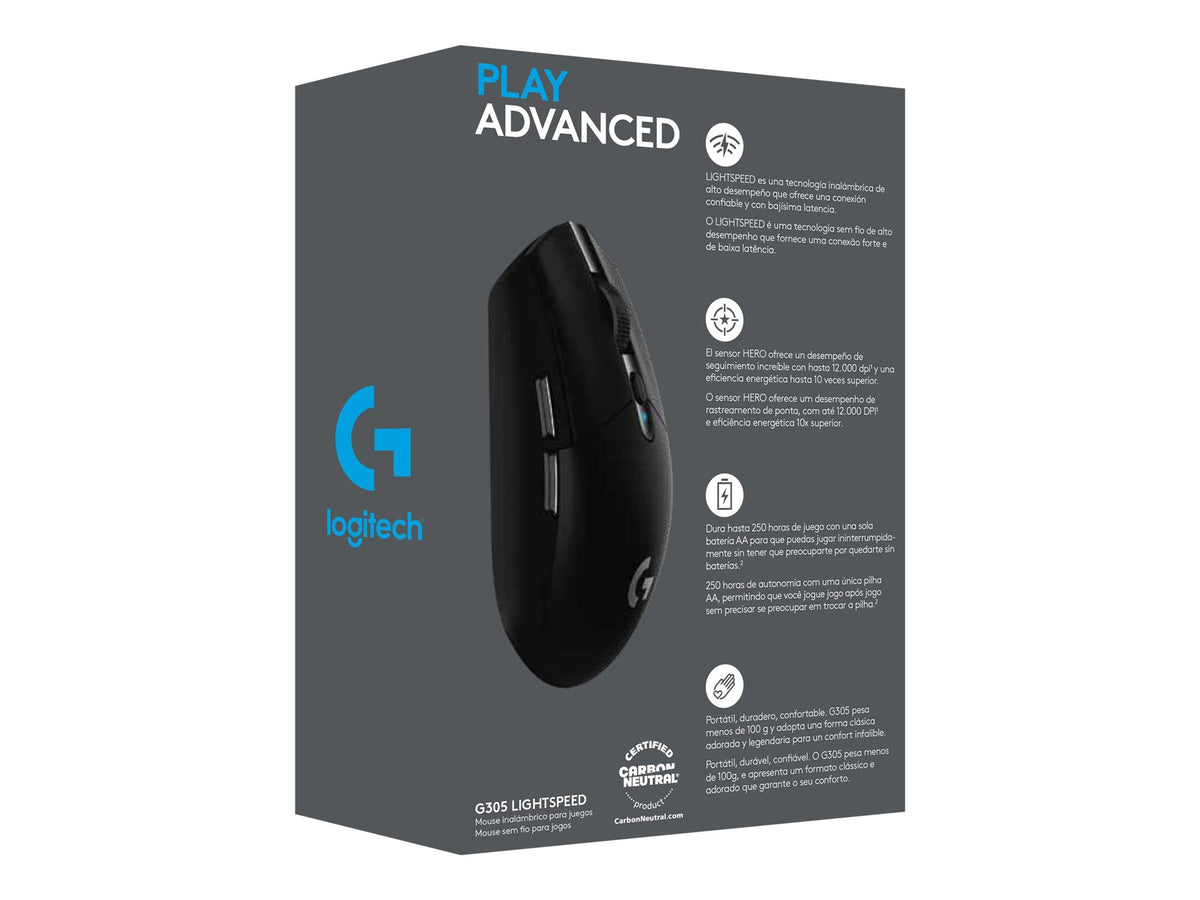 LOGITECH G G305 Mouse optical 6 buttons wireless 2.4 GHz USB wireless receiver black
