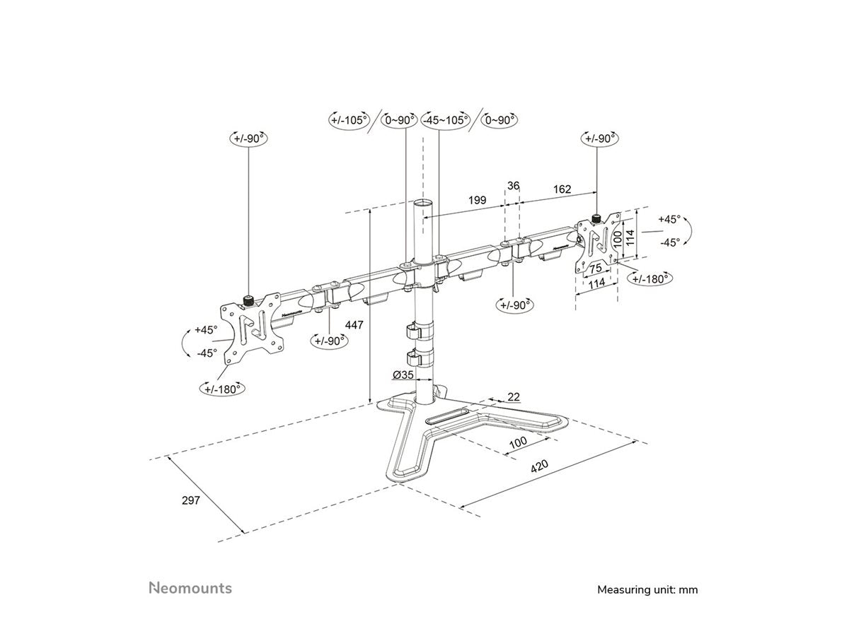 Neomounts DS45-600BL2 Dual monitor stand