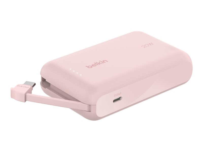 BELKIN 10k PD20w Integrated USB-C Cable Power Bank Pink