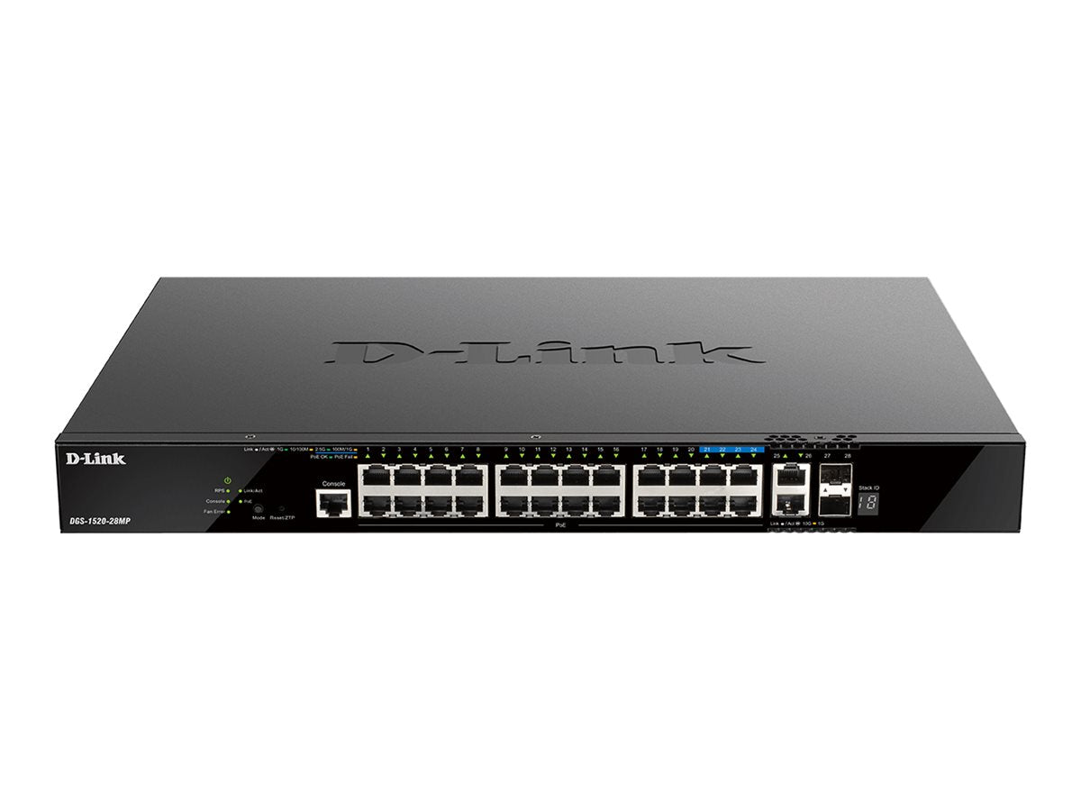 D-LINK DGS-1520-28MP/E 28-Port Smart Managed PoE+ Gigabit Stack Switch 4x 2.5 GE 4x 10G
