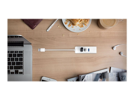 TP-LINK USB 3.0 to Gigabit Ethernet Network Adapter 3-Port USB 3.0 Hub 1 USB 3.0 connector 1 Gigabit Ethernet port 3 USB 3.0 ports