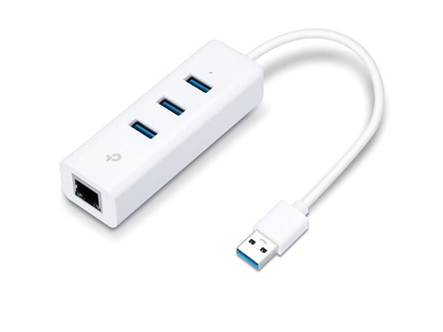 TP-LINK USB 3.0 to Gigabit Ethernet Network Adapter 3-Port USB 3.0 Hub 1 USB 3.0 connector 1 Gigabit Ethernet port 3 USB 3.0 ports