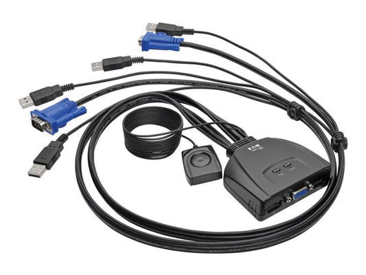 EATON TRIPPLITE 2-Port USB/VGA Cable KVM Switch with Cables and USB Peripheral Sharing
