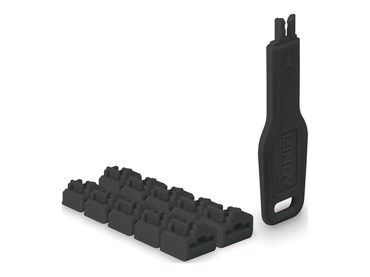 LINDY RJ45 Port Locks Black 10x + 1 Key