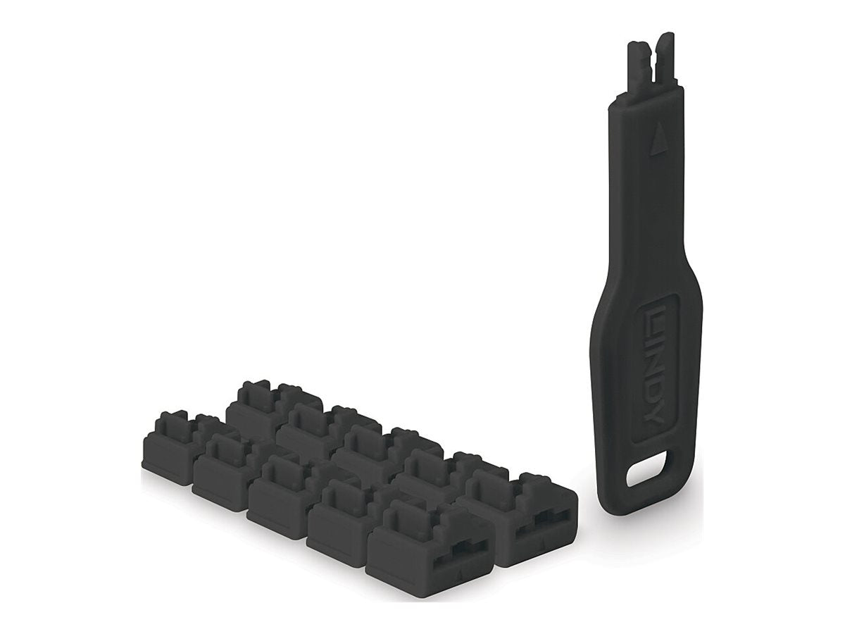 LINDY RJ45 Port Locks Black 10x + 1 Key