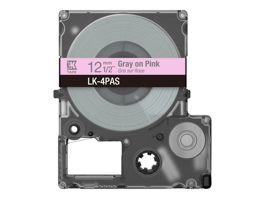 EPSON Colour Tape Pink/Grey 12mm 8m LK-4PAS