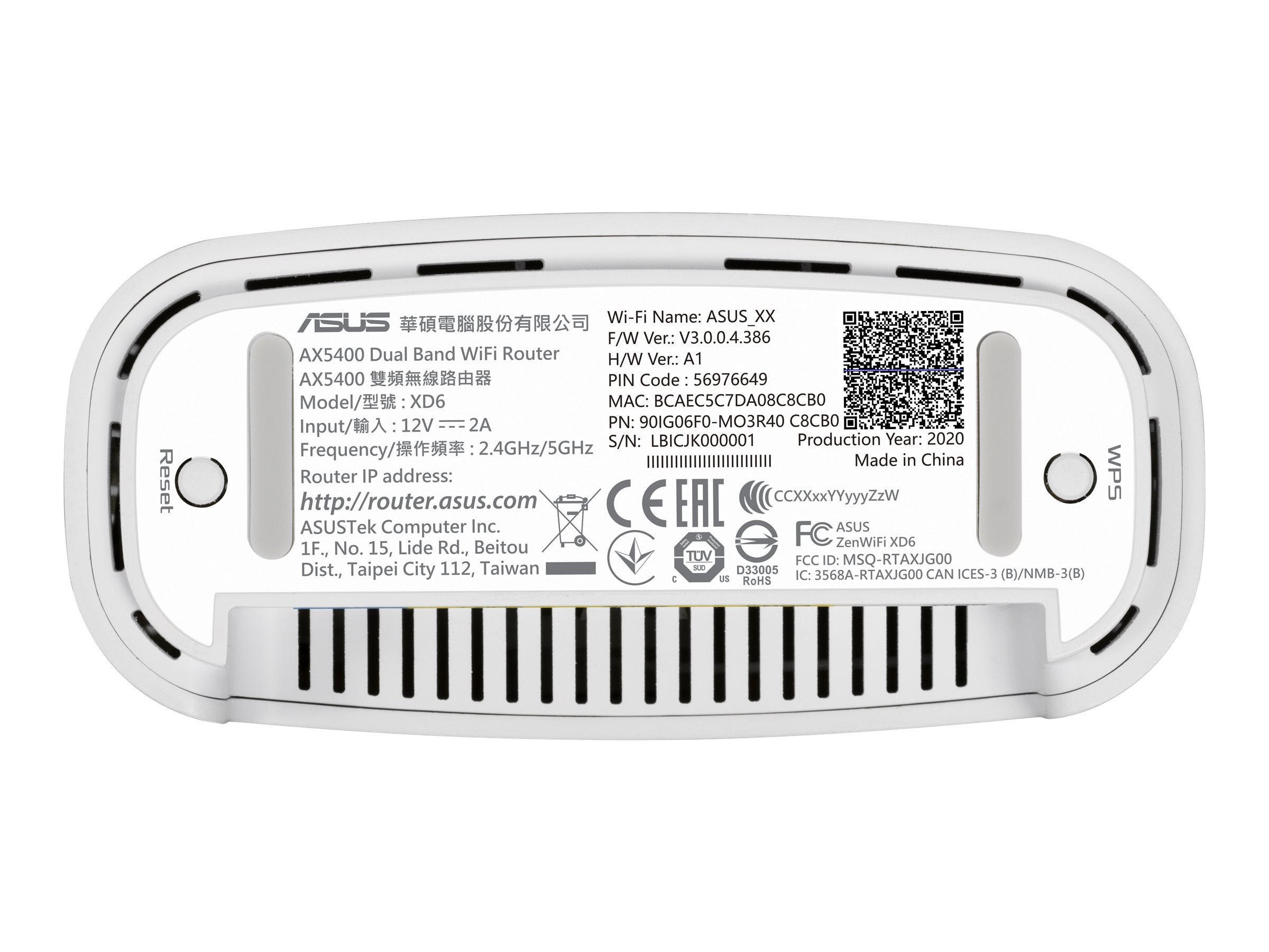 ASUS ZenWiFi AX XD6 Tri Band Mesh WiFi 6 System 1 Pack White