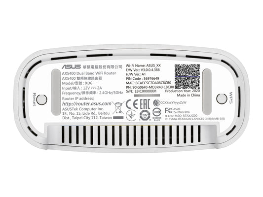 ASUS ZenWiFi AX XD6 Tri Band Mesh WiFi 6 System 1 Pack White