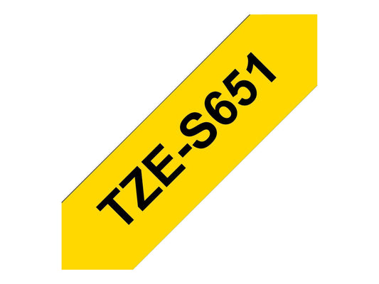 BROTHER P-TOUCH TZE-S651 noir sur jaune  24mm extra gluey