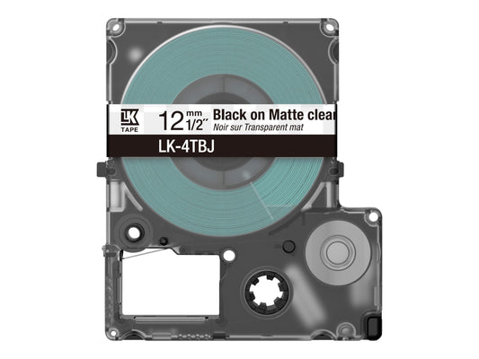 EPSON Matte Tape Clear/Black 12mm 8m LK-4TBJ