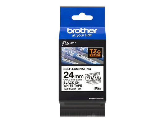 BROTHER Ruban laminé standard noir/blanc 24mm - TZESL251
