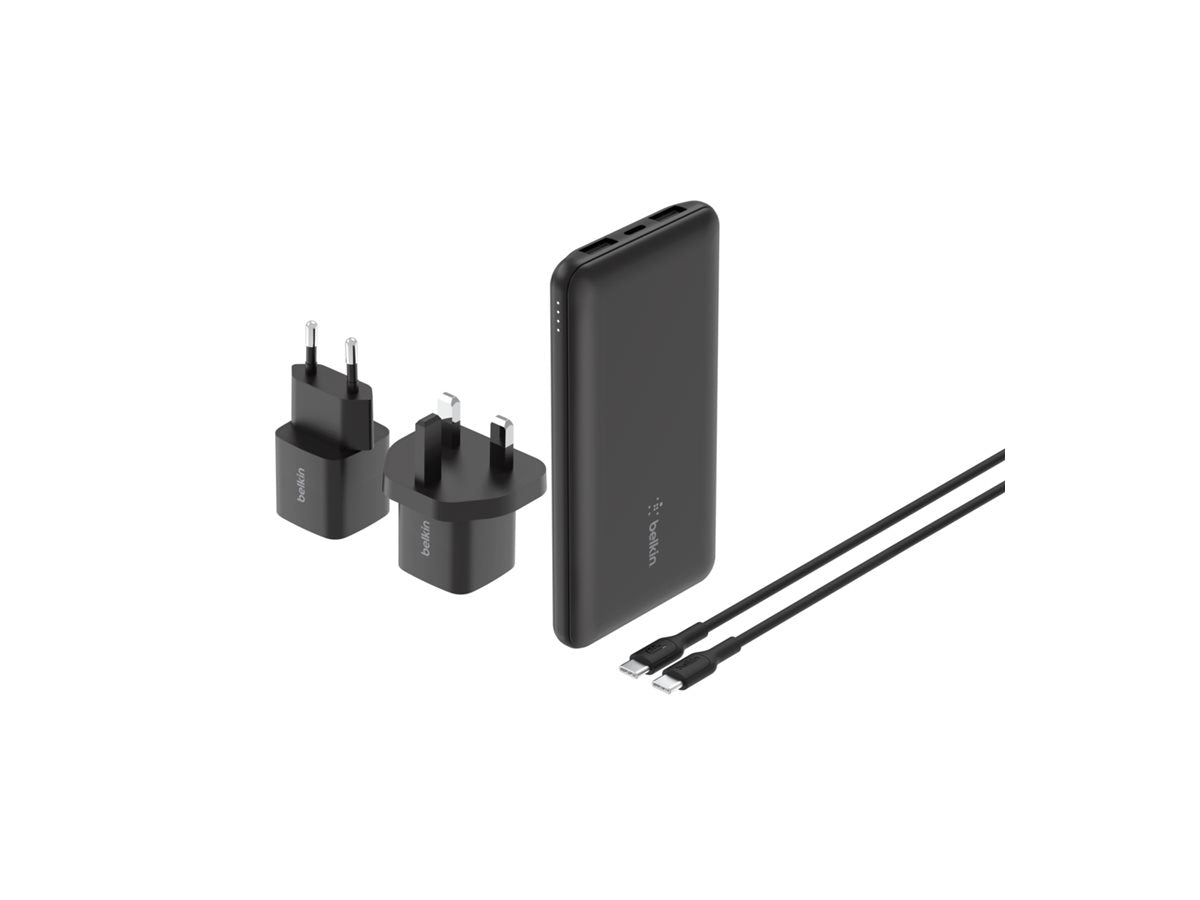 BELKIN Batterie externe 3 ports 10K avec câble USB-A vers USB-C noir
