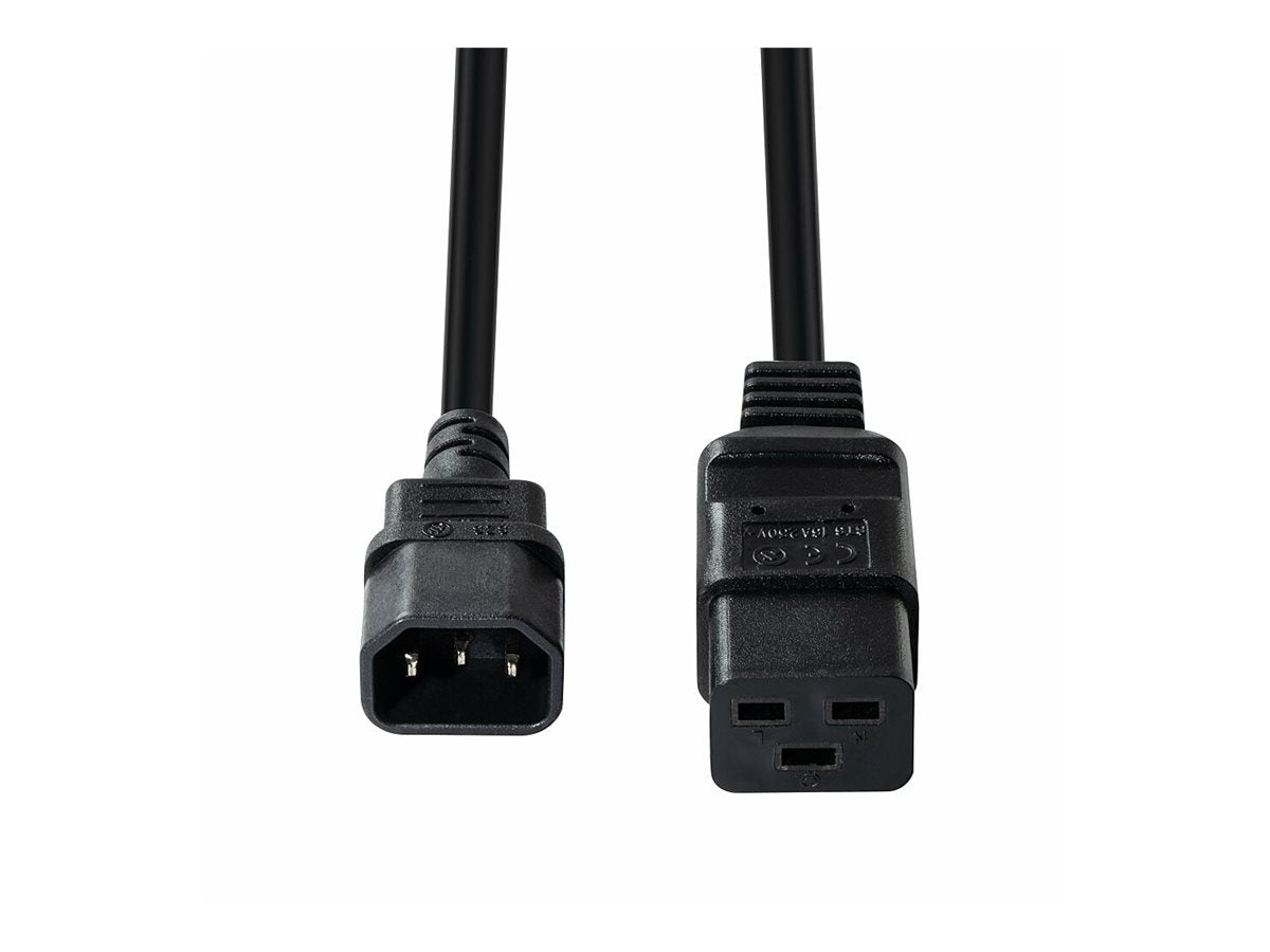 LINDY 1m C14 to C19mains Extension Cable Black