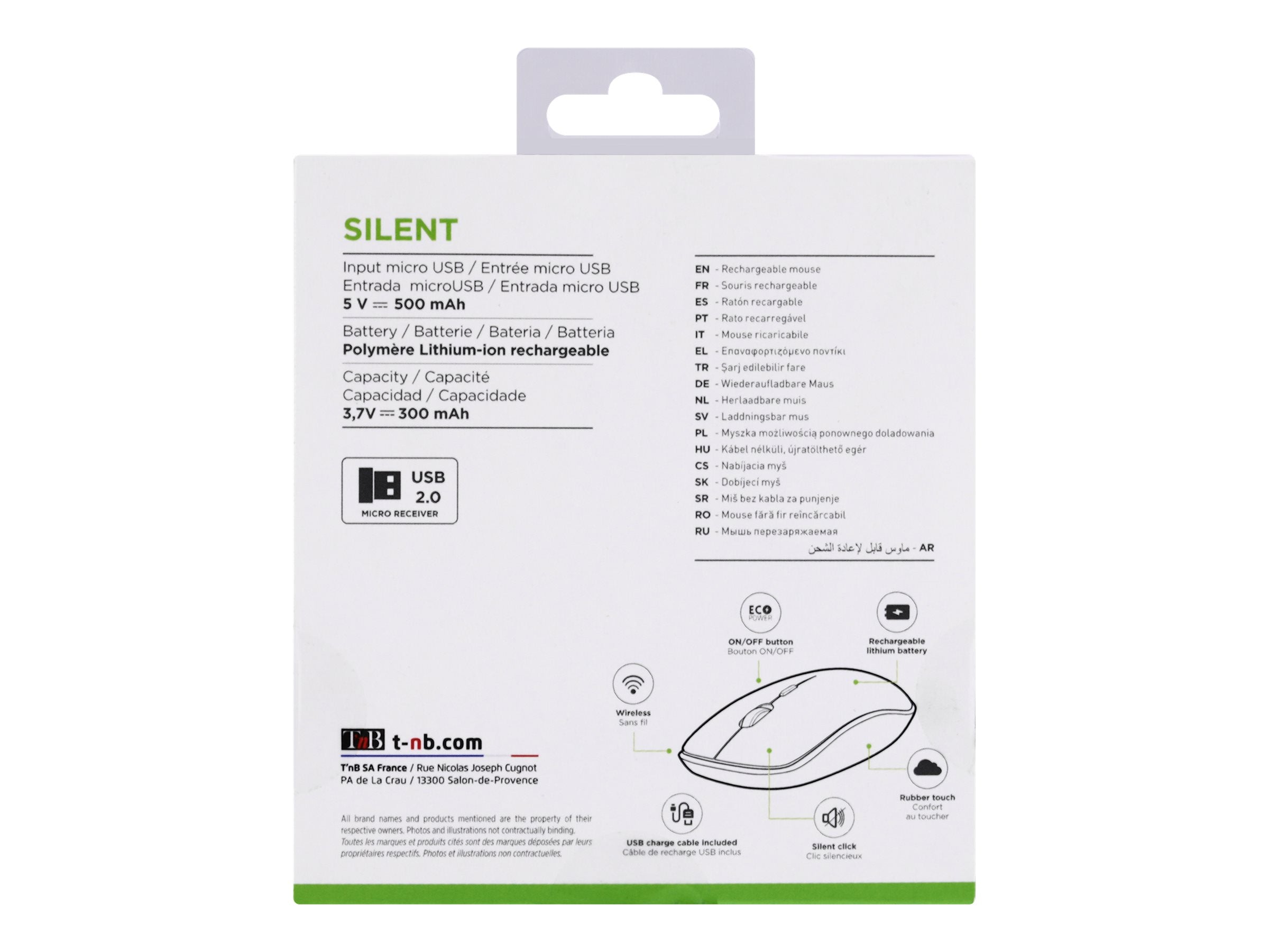 TNB RUBBY Series Wireless Rechargeable Mouse Compact And Modern Design Comfortable Grip Automatic Sleep System On/Off Button