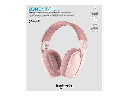 LOGITECH Zone Vibe 100 Headset full size Bluetooth wireless rose