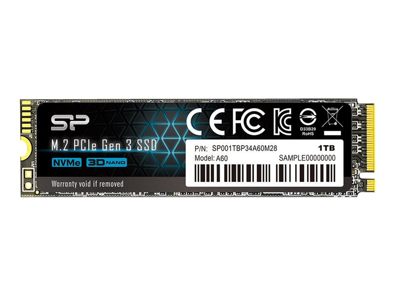 SILICON POWER SSD P34A60 1To M.2 PCIe Gen3 x4 NVMe 2200/1600 Mo/s