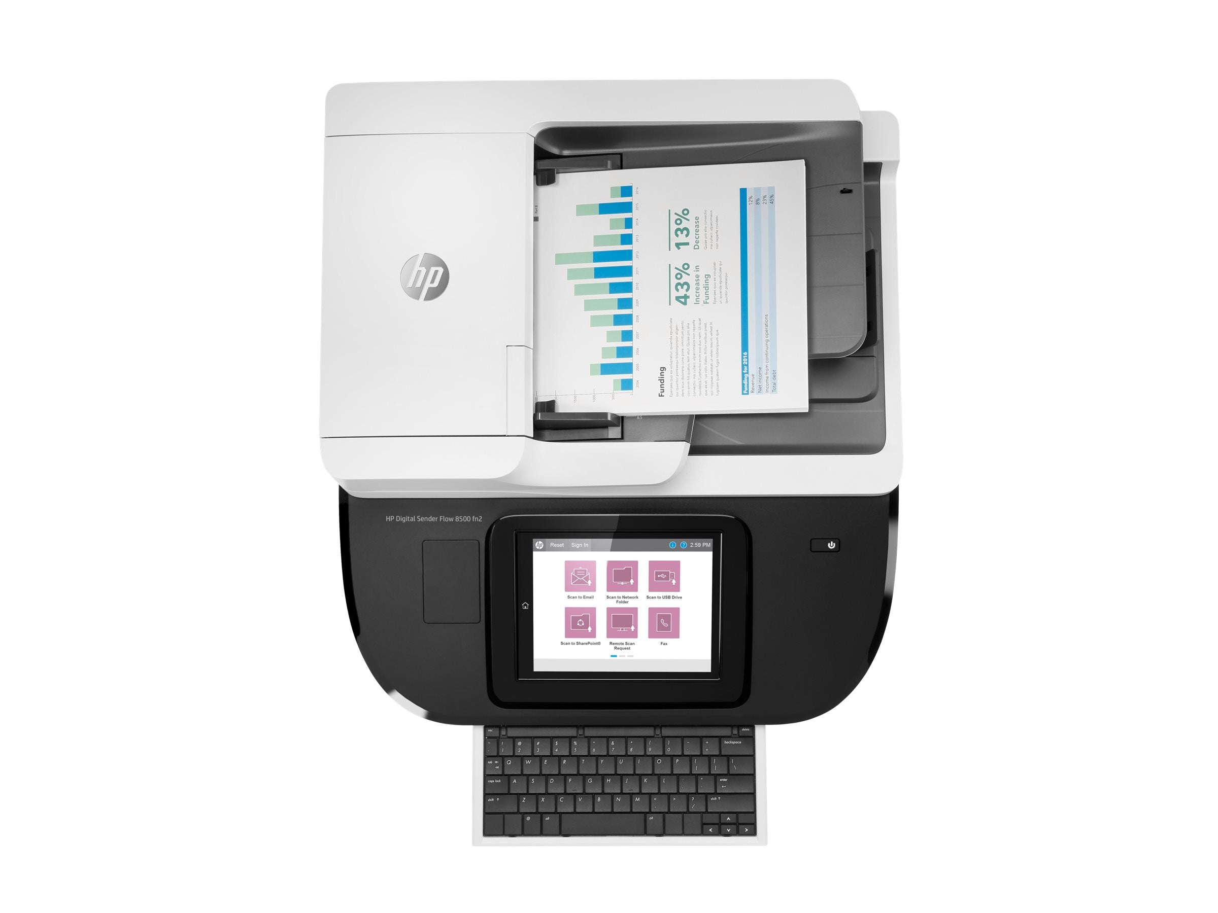 HP Digital Sender Flow 8500fn2 Document scanner CIS Duplex 216x864mm 600dpix600dpi 92ppm ADF 150sheets 10000scans USB LAN