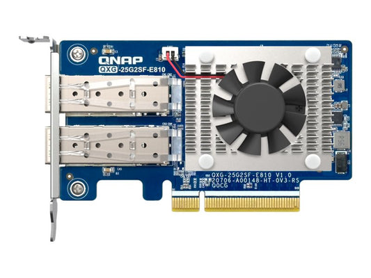 QNAP Dual-port SFP28 25GbE network expansion card low-profile form factor PCIe Gen4 x8