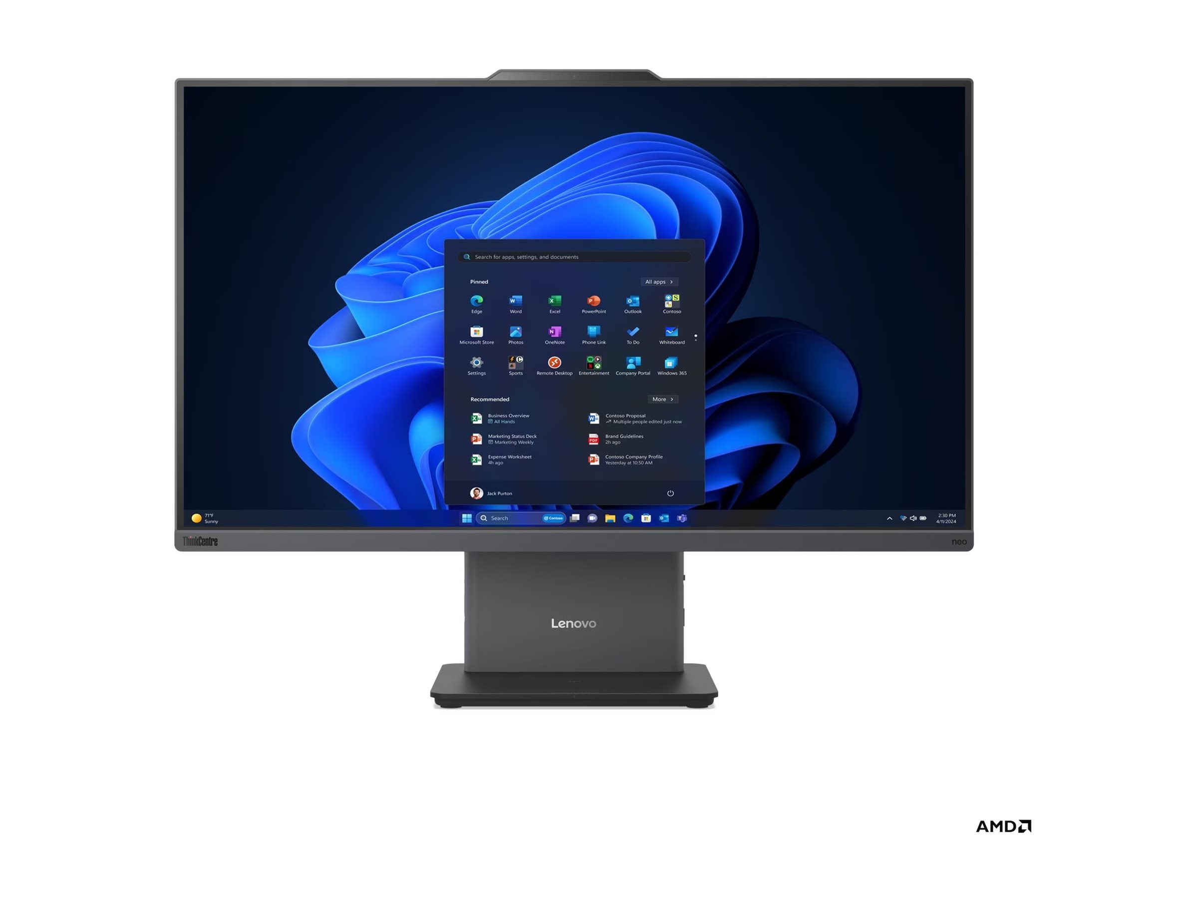 LENOVO ThinkCentre neo 55a 24 Gen 6 AMD Ryzen 5 220 23.8p FHD 8Go 256Go SSD M.2 AMD Radeon 740M W11P 1YR Onsite