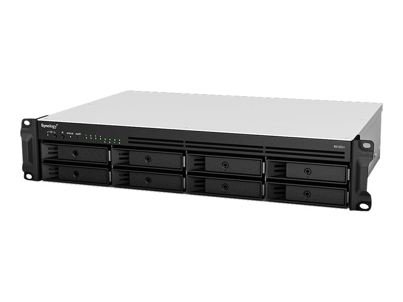SYNOLOGY RS1221RP+ 8-Bay NAS-Rackmount AMD Ryzen V1500B quad-core 2.2GHz 4Go DDR4 up to 32Go RJ-45 4x1GbE 2xUSB 3.2 1xeSATA