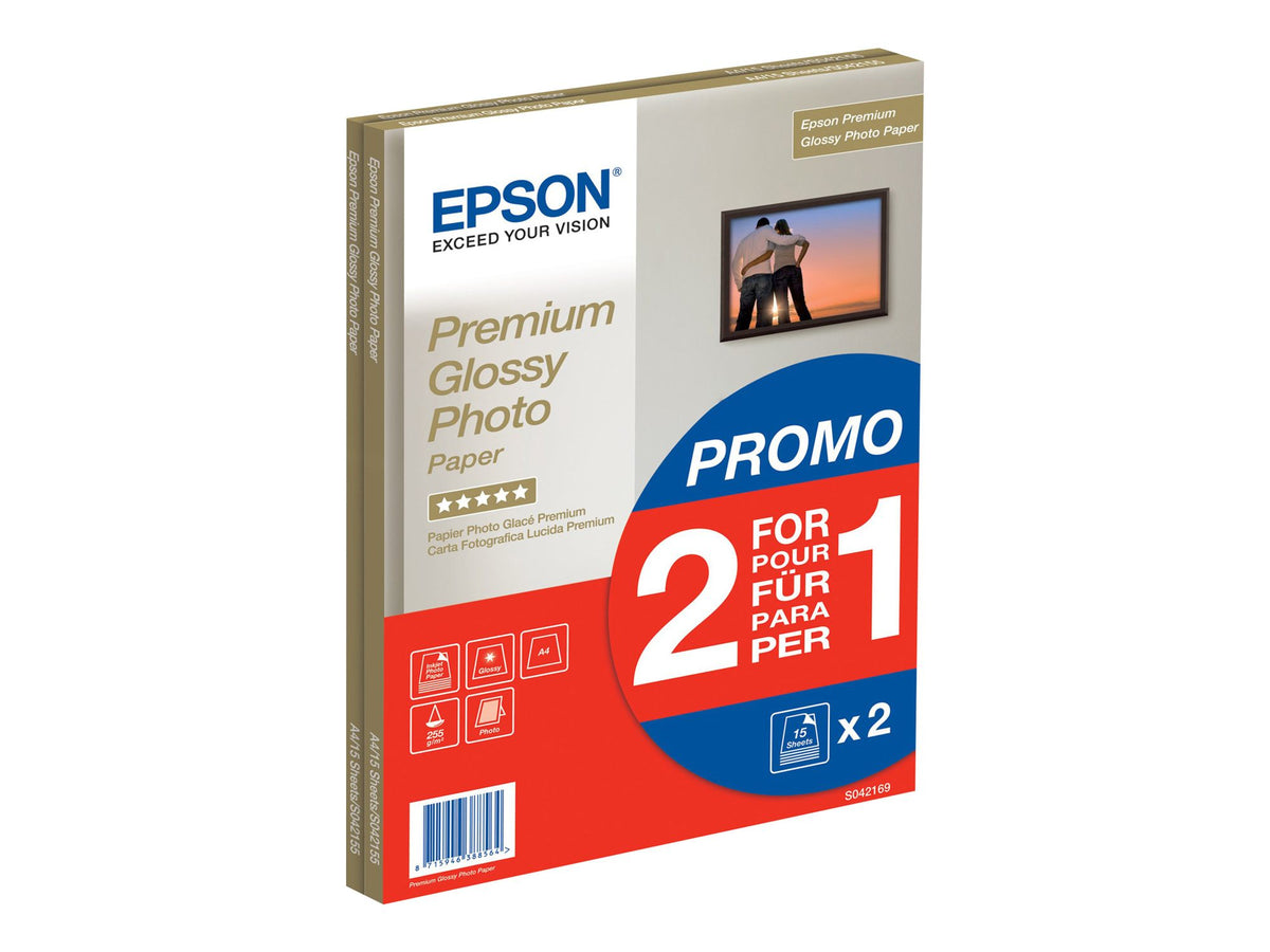 EPSON PREMIUM brillant photo  papier inkjet 255g/m2 A4 2x15 feuilles pack de 1 BOGOF