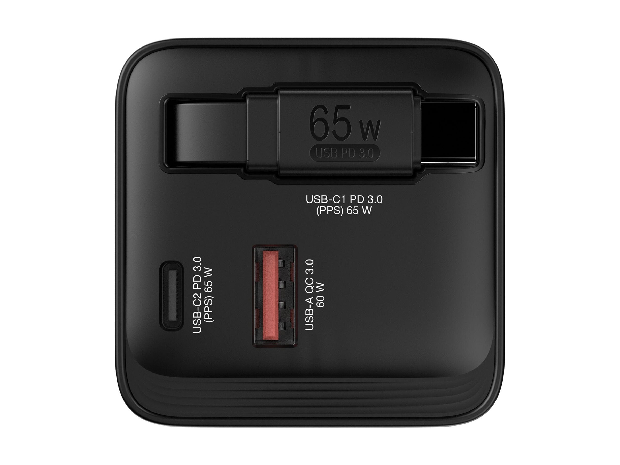 VERBATIM GAN CHARGER 65W 2 PORT RETR CABLE US/EU/UK ADP WCF (P)