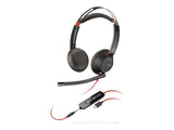 HP Poly Blackwire 5220 Stereo USB-C Headset +3.5mm Plug +USB-C/A Adapter Bulk
