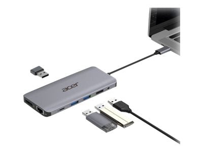ACER 12-IN-1 TYPE-C DONGLE 2xUSB3.2 2xUSB2.0 2xHDMI DisplayPort Type C PowerDelivery SD Card reader TF Card reader 1000M Ethernet