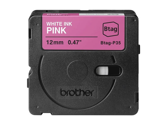 BROTHER Ribbon BTAGP35 12MM White on Pink
