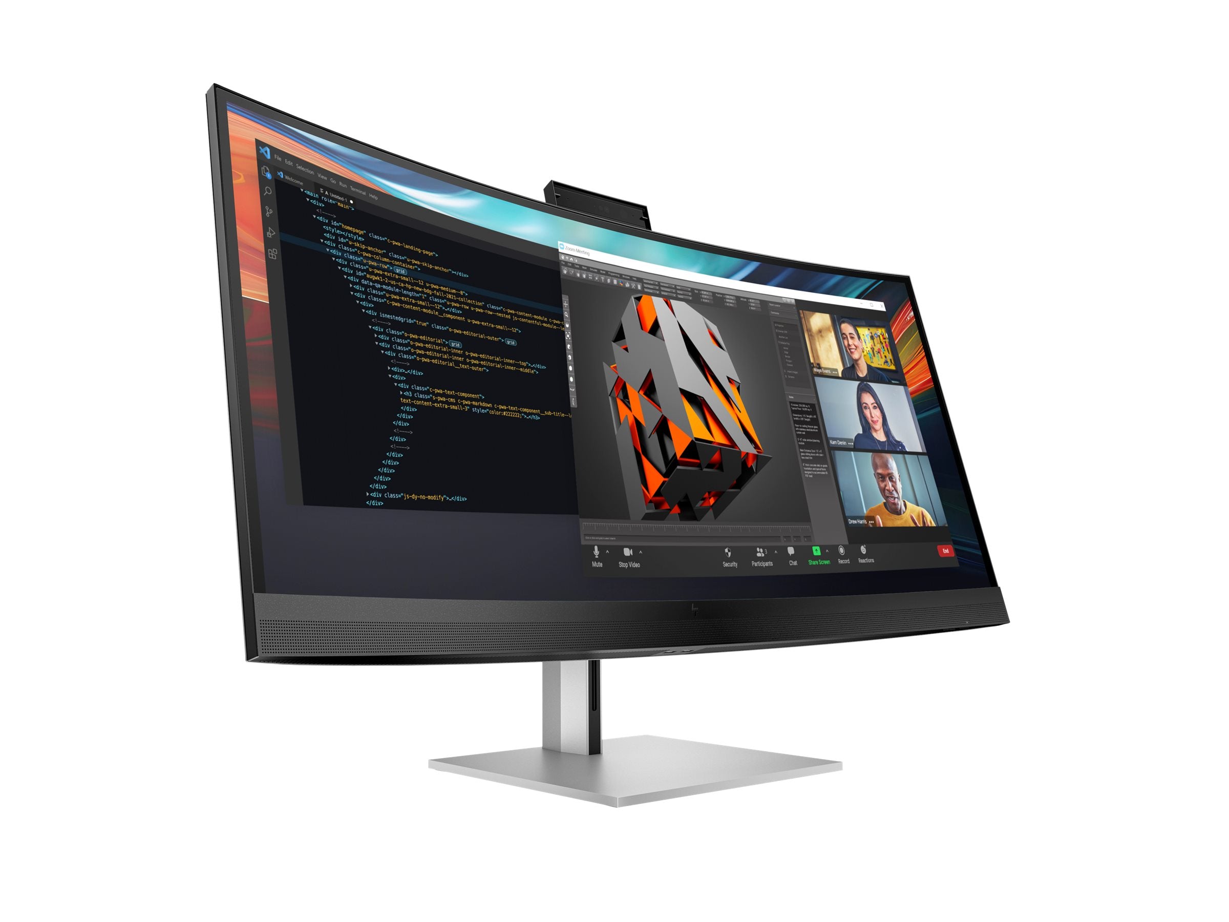 HP Écran de conférence incurvé 5K2K série 7 Pro 740pm avec webcam 4K 39.7p WUHD 5120x2160 USB-C DisplayPort Thunderbolt 3/3/0