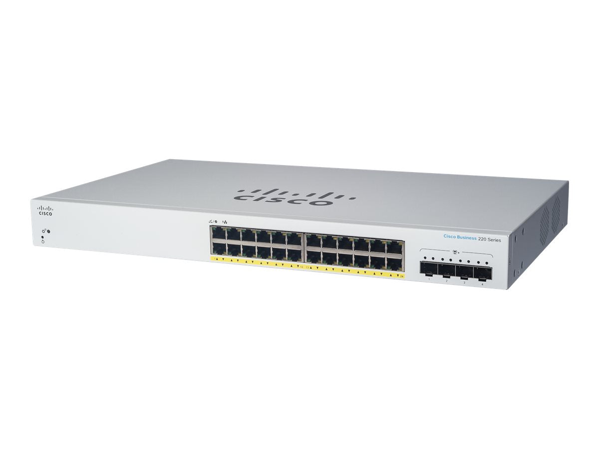 CISCO Business Switching CBS220 Smart 24-port Gigabit PoE 195W 4x10G SFP+ uplink