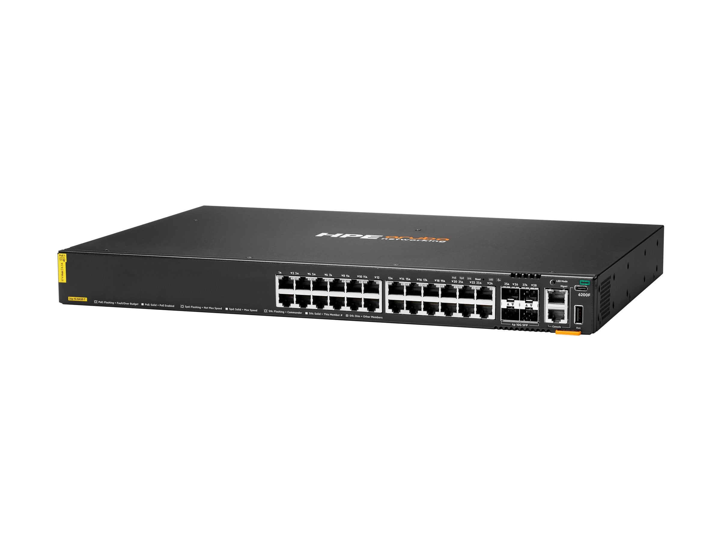 HPE Aruba Networking CX 6200F 24G Class-4 PoE 4SFP+ 370W Switch (EN)