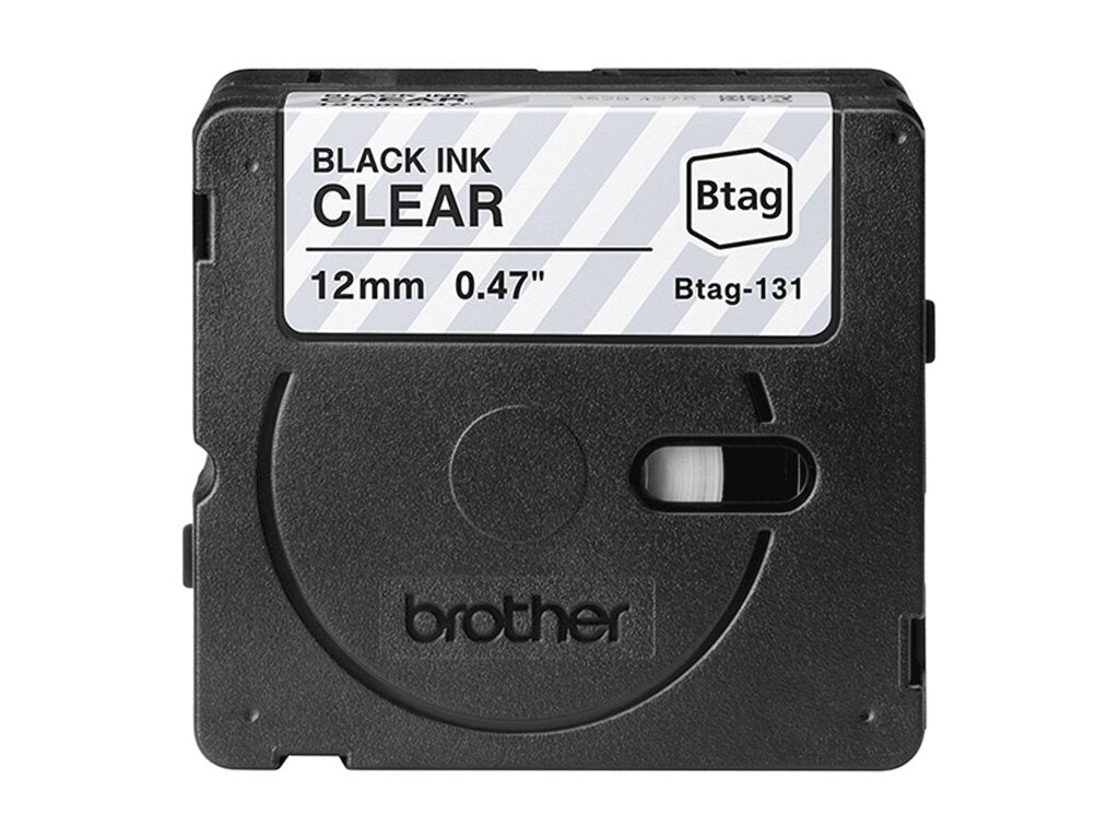 BROTHER 12MM BTAG131 Tape Black on Transparent