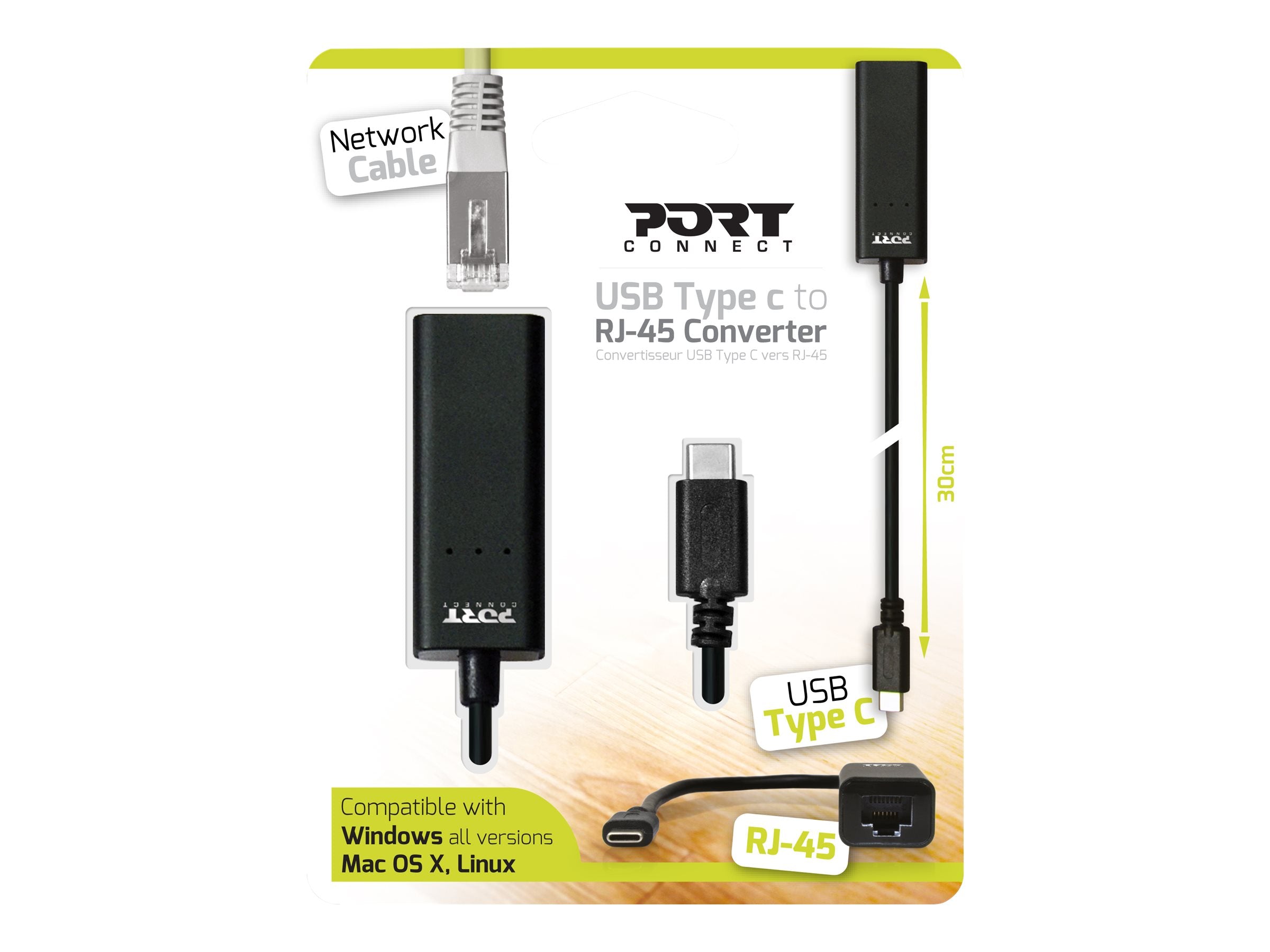 PORT DESIGNS CONVERTER TYPE C TO RJ-45