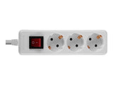 LINDY Mains 3 way gang socket with on/off switch
