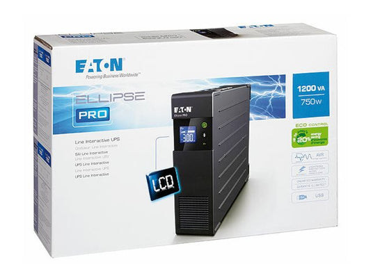 Eaton UPS Ellipse PRO 1200 USB IEC (rack/tower) - AC 230 V - 750 Watt - 1200 VA - USB - IEC-320-C13 8 Output - 2U - 19inch