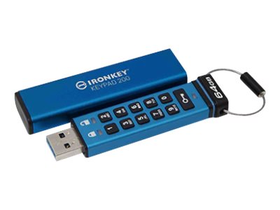 KINGSTON 64Go IronKey Keypad 200 FIPS 140-3 Lvl 3 Pending AES-256 Encrypted