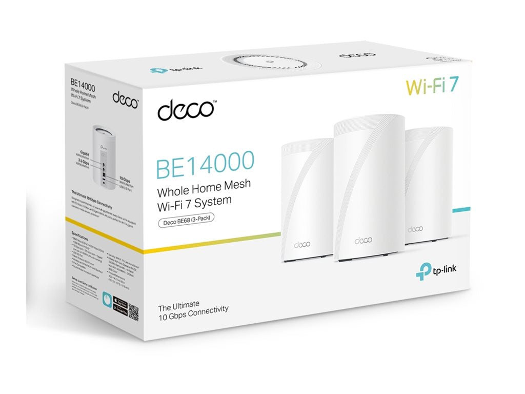 TP-LINK Système Wi-Fi Mesh pour toute la maison BE14000 Deco BE68 pack de 3 UE MT7988D + MT7995A + MT7976DA + MT7977A + RTL8261BE