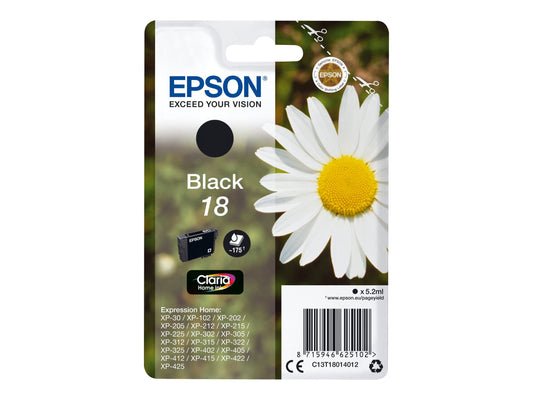 EPSON 4LB 18 ink cartridge black standard capacity 5.2ml 175 pages 1-pack RF-AM blister w/s