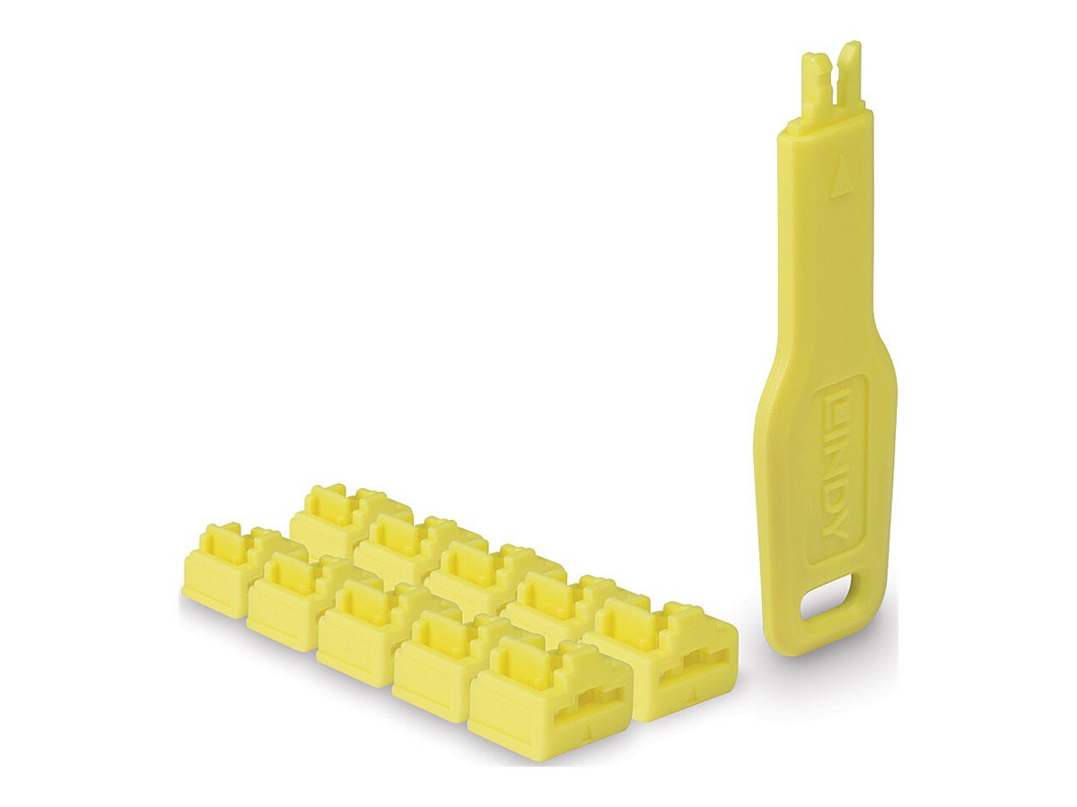 LINDY RJ45 Port Locks YELLOW 10x + 1 Key
