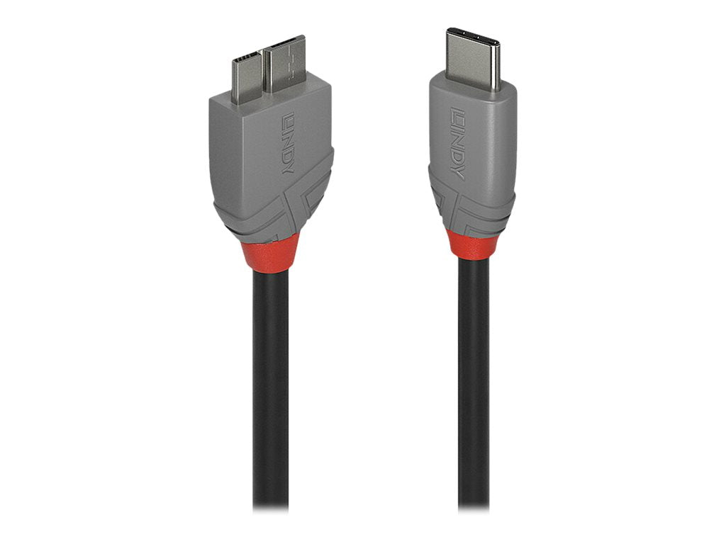 LINDY 0.5m USB 3.2 Type C to Micro-B Cable Anthra Line