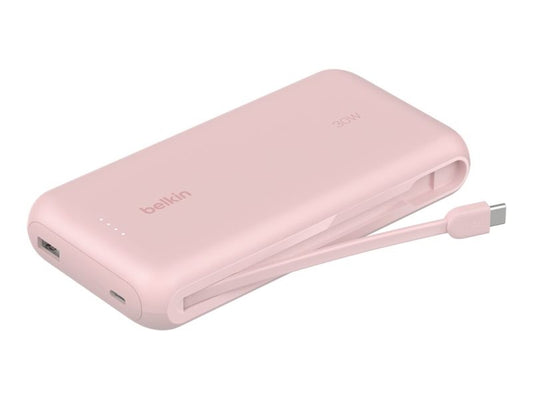 BELKIN 20k PD30w Integrated USB-C Cable Power Bank Pink