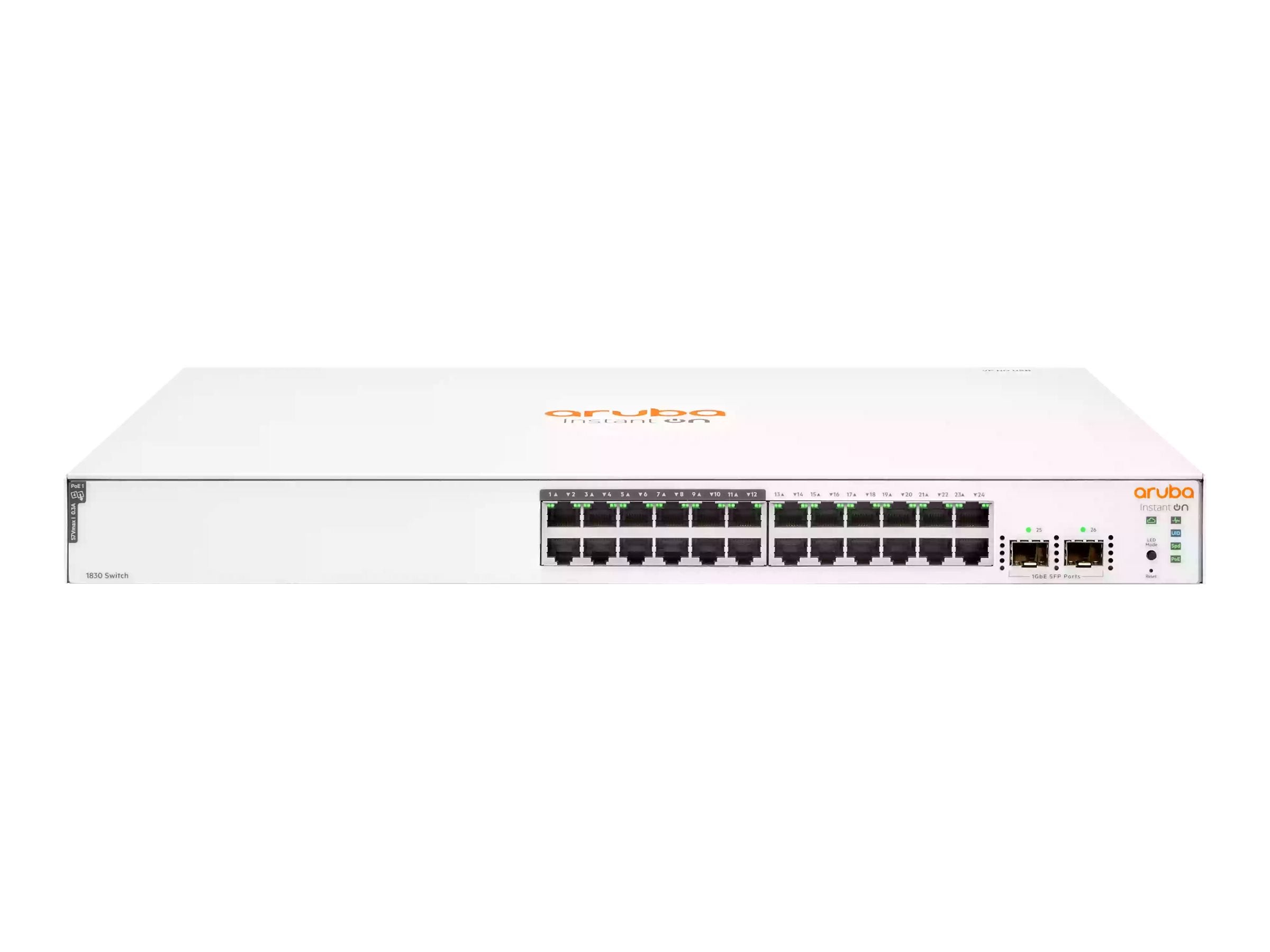 HPE Networking Instant On 1830 24G 12p Class4 PoE 2SFP 195W Switch Commutateur intelligent 12 x 10/100/1000 + 12 x10/100/1000 PoE+