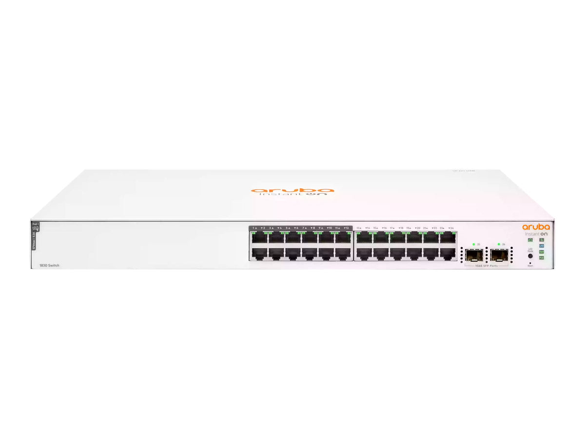 HPE Networking Instant On 1830 24G 12p Class4 PoE 2SFP 195W Switch Commutateur intelligent 12 x 10/100/1000 + 12 x10/100/1000 PoE+