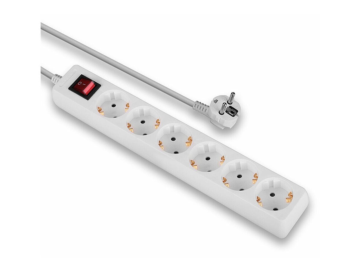 LINDY Mains 6 way gang socket with on/off switch