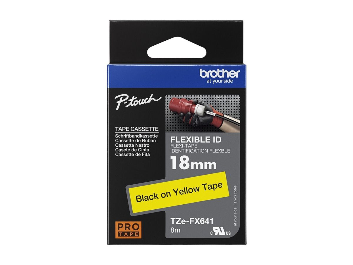 BROTHER P-TOUCH TZE-FX641 noir sur jaune  18mm