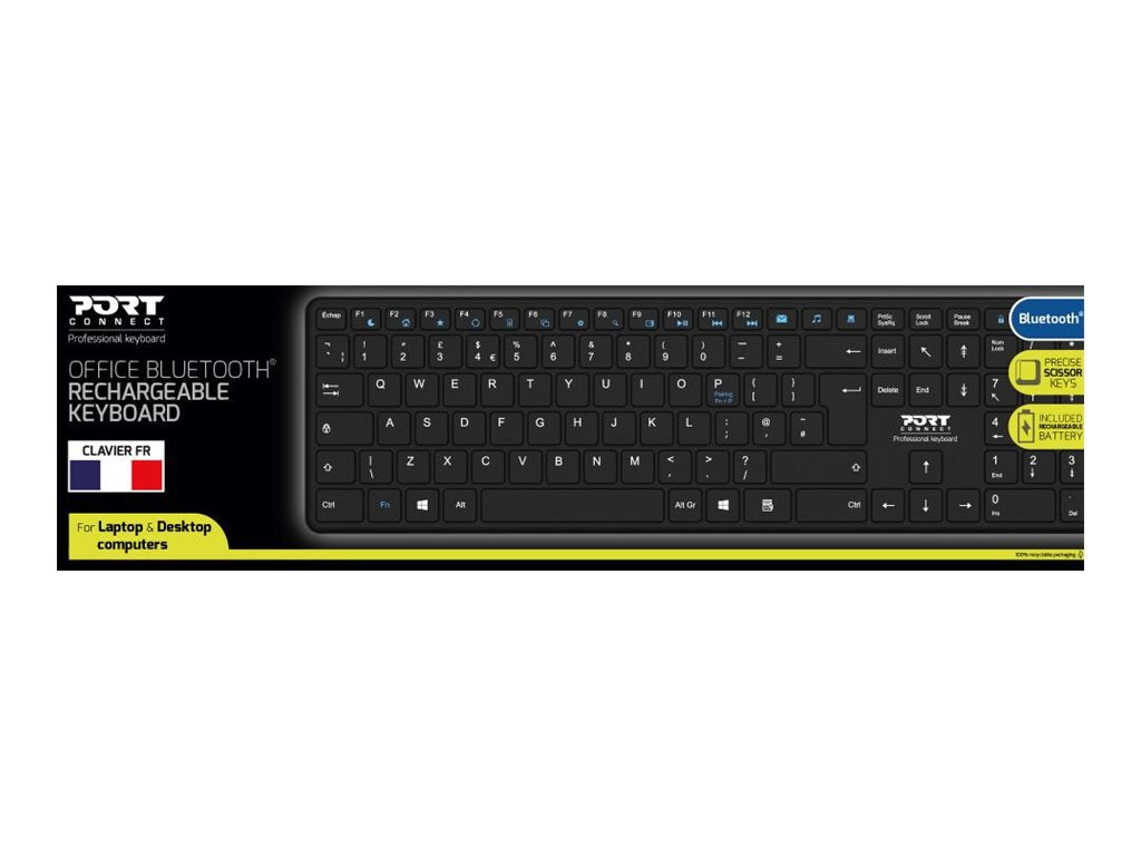 PORT DESIGNS Rechargeable Bluetooth Keyboard Ultra Slim and Elegant Design Rechargeable Battery 10meters Bluetooth range Compatible