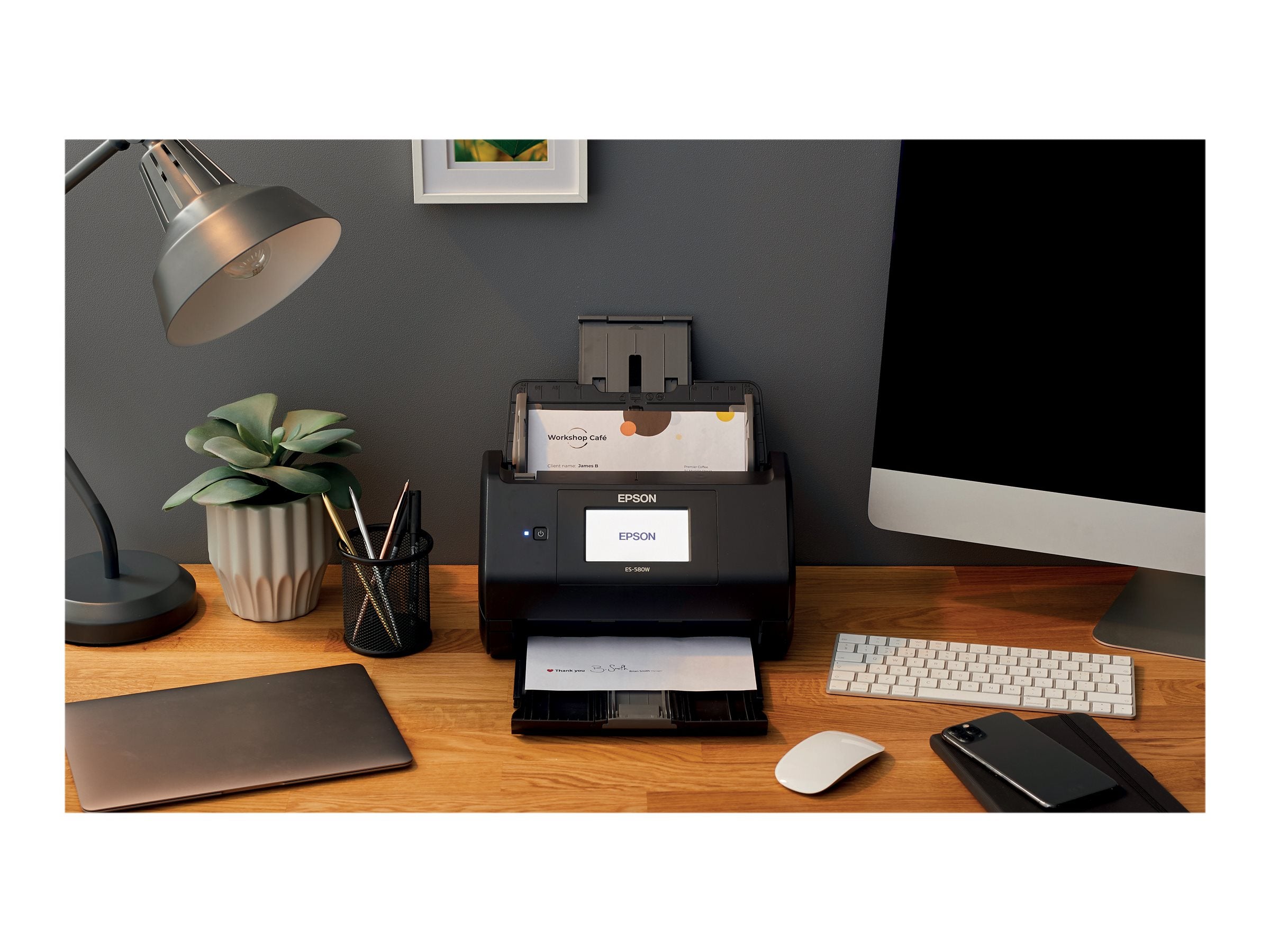 EPSON WorkForce ES-580W Document scanner Contact Image Sensor CIS Duplex 600x600dpi 35ppm ADF 100sheets 4000scans/d USB Wi-Fi